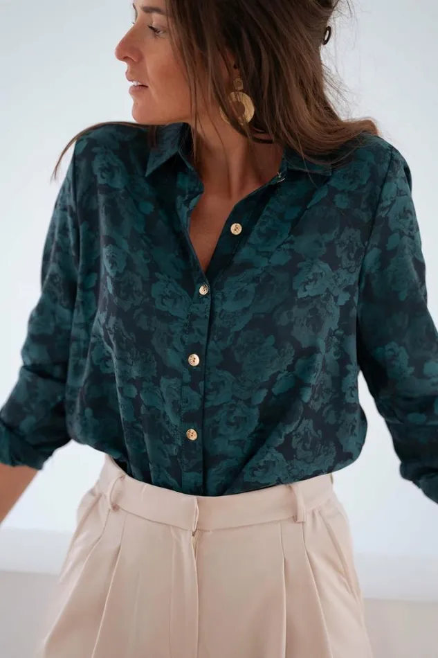 Women039s Clothing Shirts Easy Clothes Green And Blue Paula Shirt