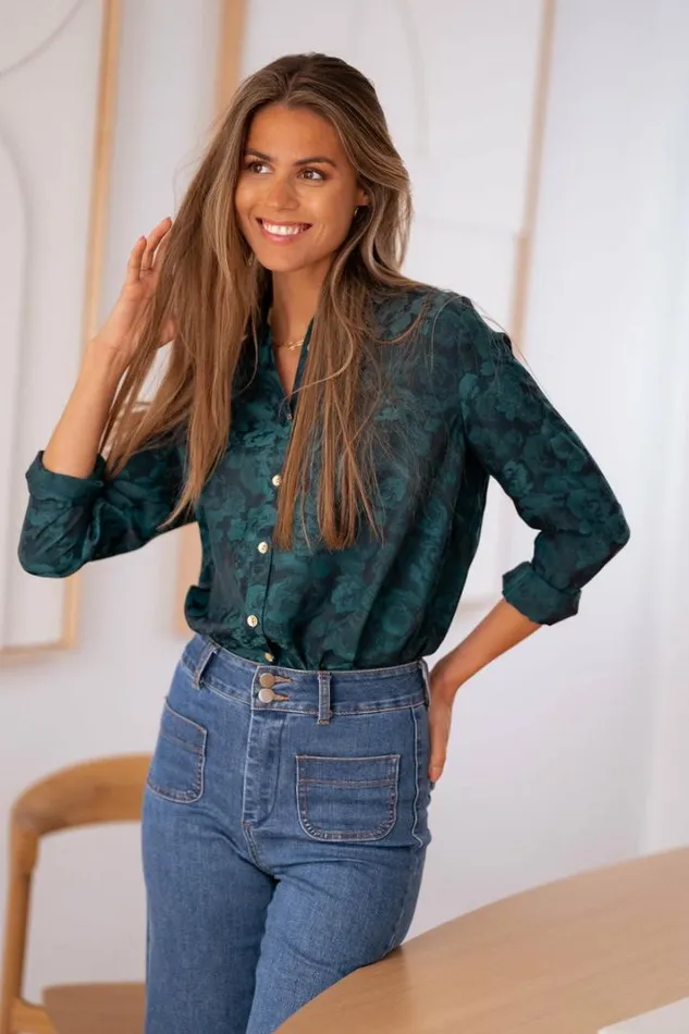 Women039s Clothing Shirts Easy Clothes Green And Blue Paula Shirt