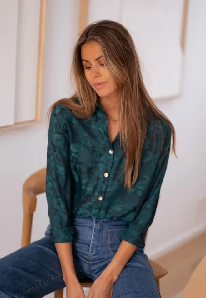 Women039s Clothing Shirts Easy Clothes Green And Blue Paula Shirt