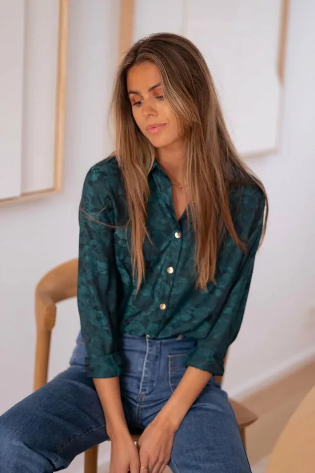 Women039s Clothing Shirts Easy Clothes Green And Blue Paula Shirt