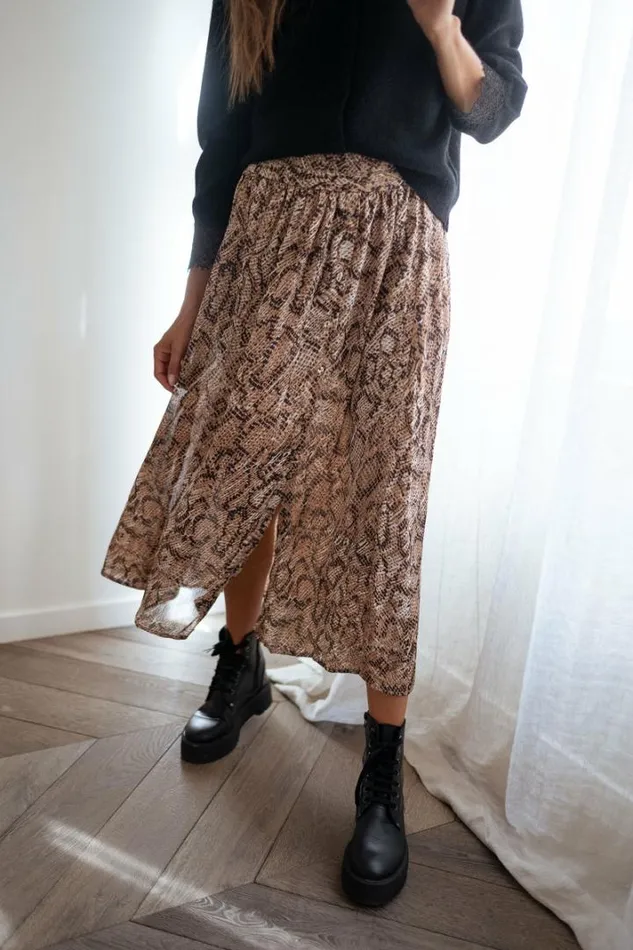 Women039s Clothing Skirts Easy Clothes Chocolate Snake Print Rosalie Skirt Chocolate Snake Print