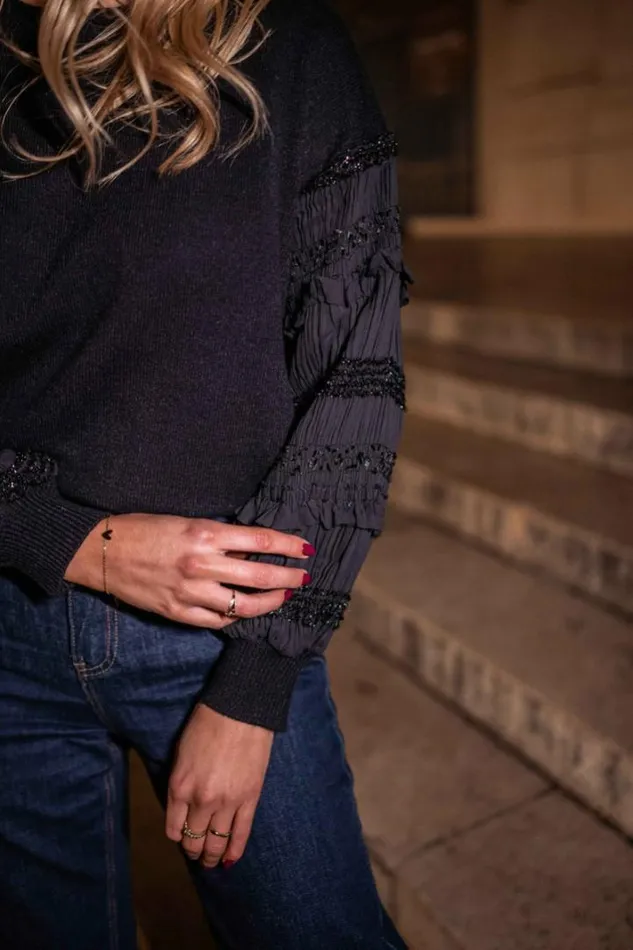 Women039s Clothing Sweaters Easy Clothes Black Glittery Davia Sweater
