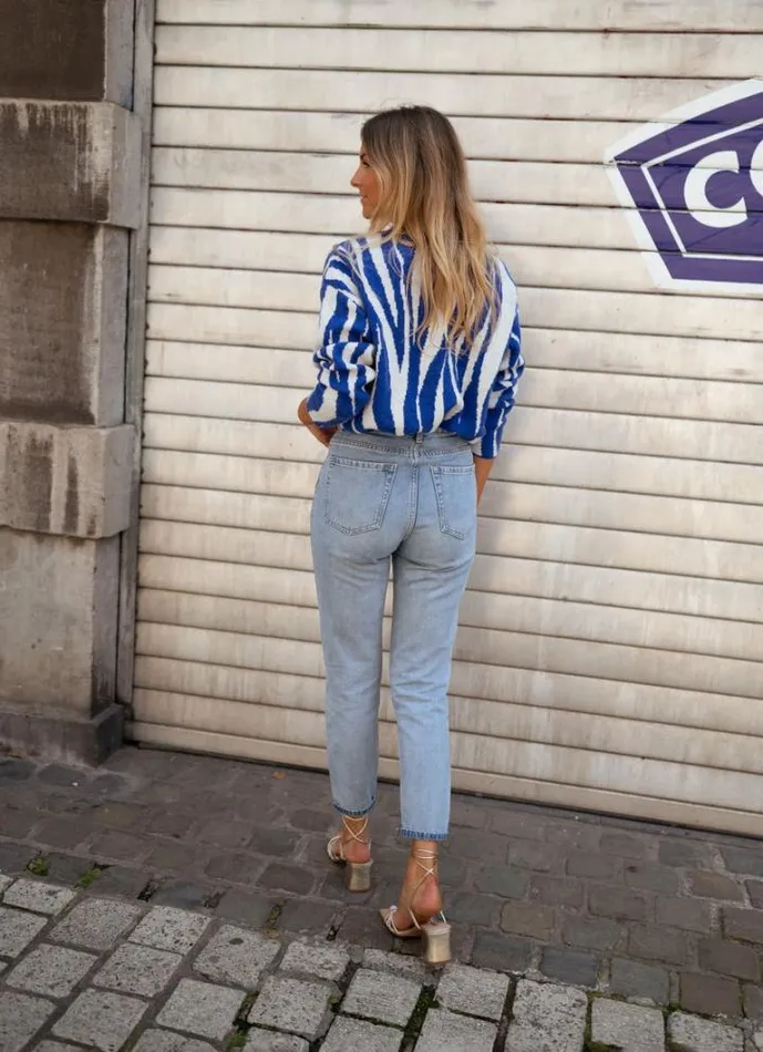 Women039s Clothing Sweaters Easy Clothes Blue Amine Zebra Sweater Women039s Clothing Sweaters Easy Clothes Blue Amine Zebra Sweater