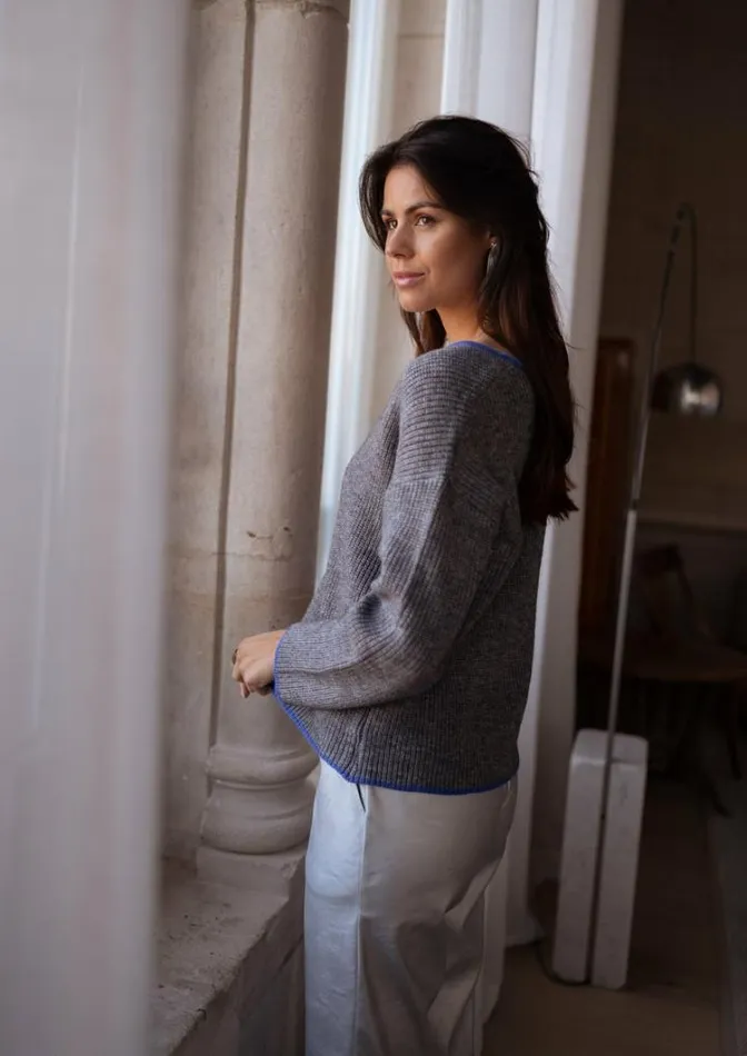 Women039s Clothing Sweaters Easy Clothes Grey And Blue Nelia Sweater