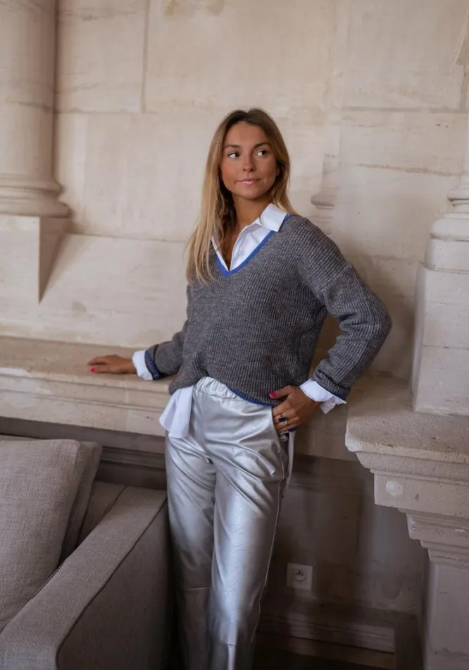 Women039s Clothing Sweaters Easy Clothes Grey And Blue Nelia Sweater