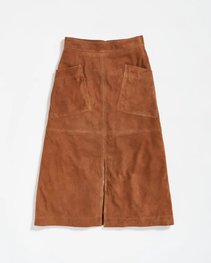 Women ALine Suede Skirt Cognac Billy Reid Bottoms