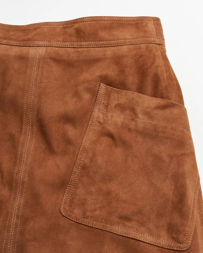 Women ALine Suede Skirt Cognac Billy Reid Bottoms