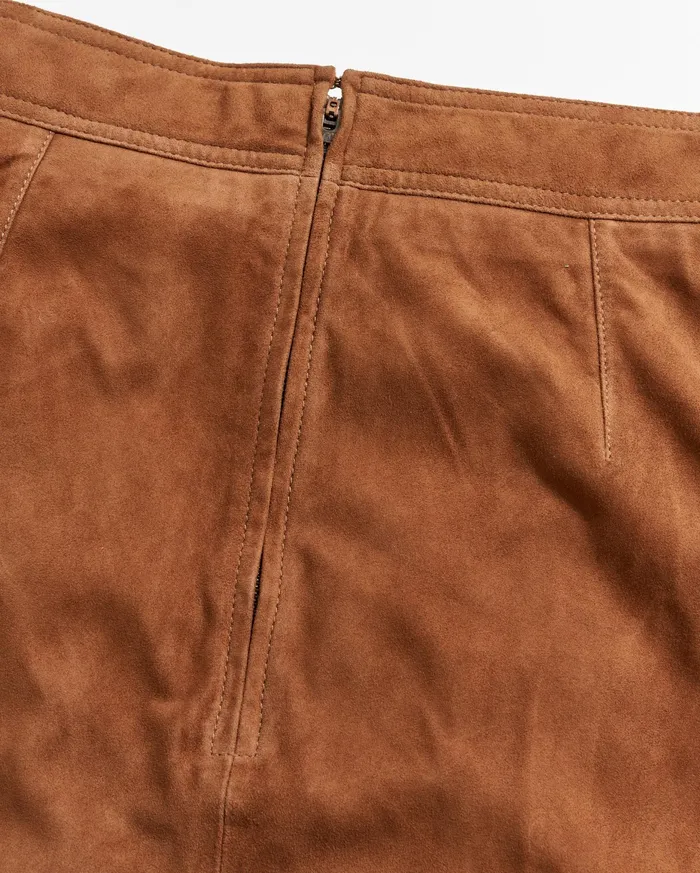 Women ALine Suede Skirt Cognac Billy Reid Bottoms