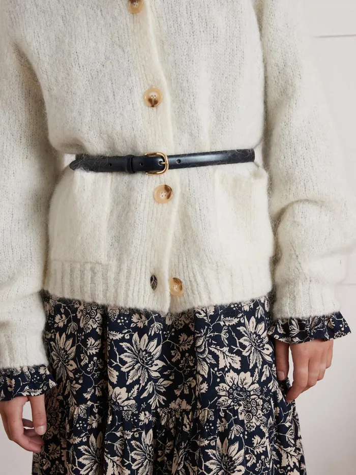 Women Accessories Cyrillus Narrow Leather Belt Noir