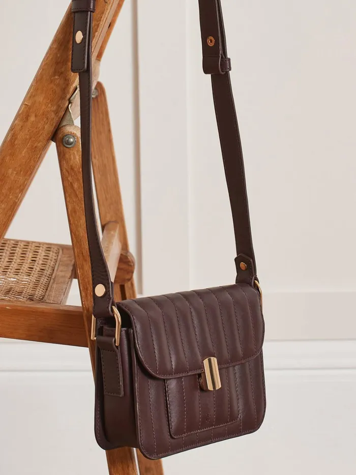 Women Accessories Cyrillus Quilted Leather Saddle Bag 8211 The Small Leather Goods Collection Bordeaux