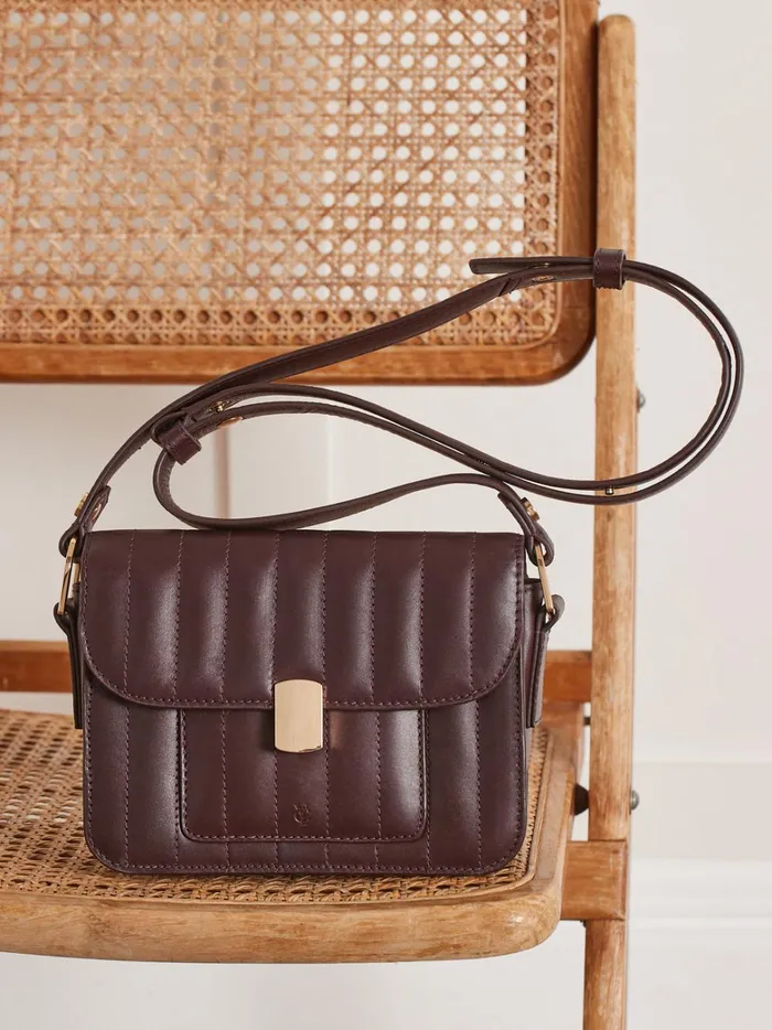 Women Accessories Cyrillus Quilted Leather Saddle Bag 8211 The Small Leather Goods Collection Bordeaux