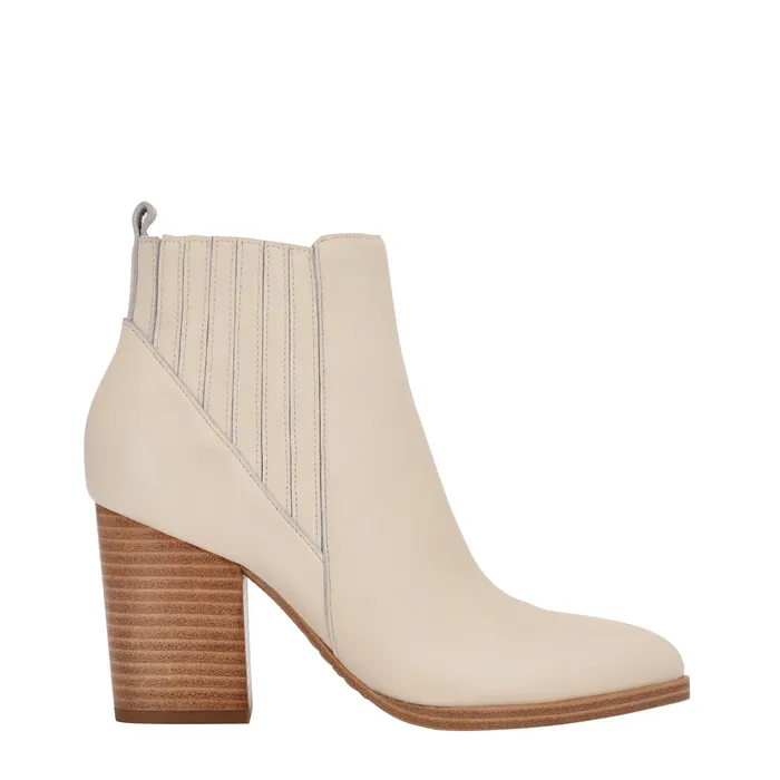 Women Alva Pointy Toe Bootie Chic Cream Leather Boots and Booties Marc Fisher