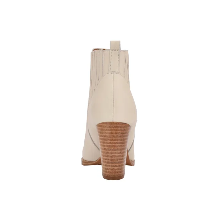 Women Alva Pointy Toe Bootie Chic Cream Leather Boots and Booties Marc Fisher