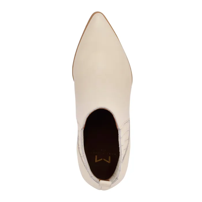 Women Alva Pointy Toe Bootie Chic Cream Leather Boots and Booties Marc Fisher