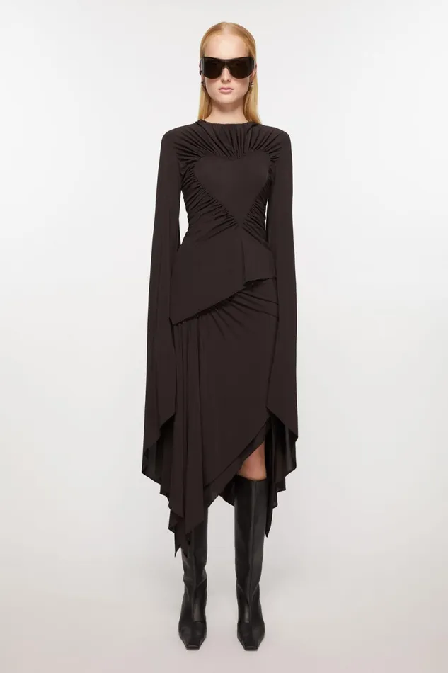 Women Asymmetric Midi Skirt Chestnut Brown Acne Studios Skirts