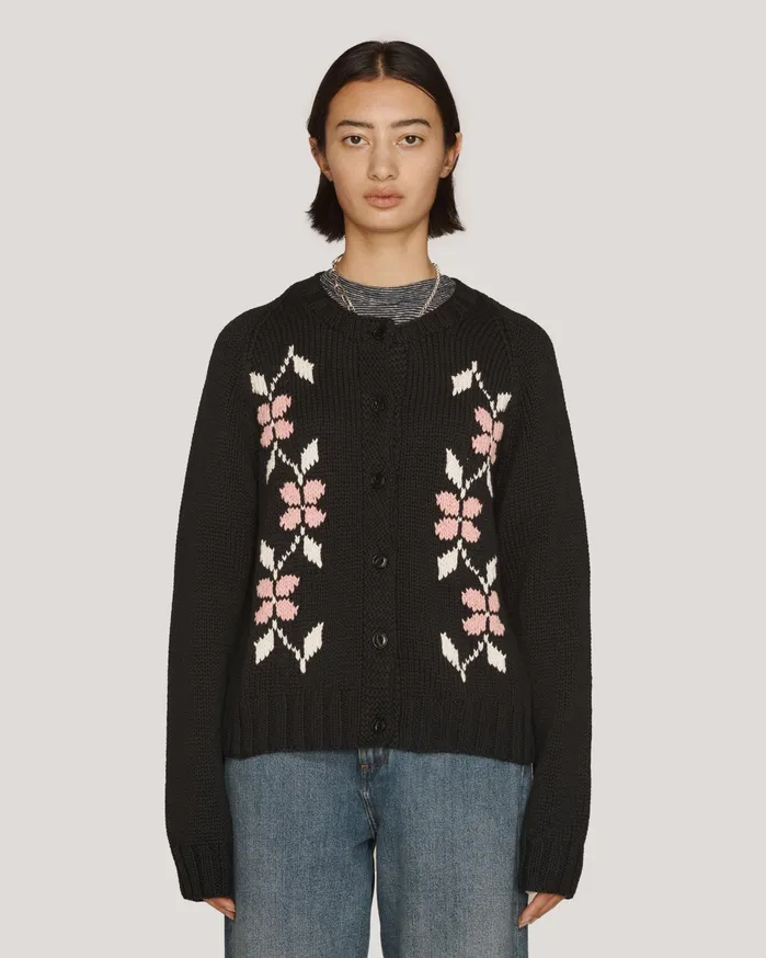 Women Atomic Cardigan Black Multi YMC Knitwear