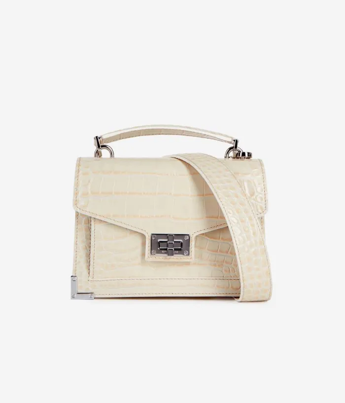 Women Bags THE KOOPLES Emily Chain Bag In Ecru Crocodileeffect Leather