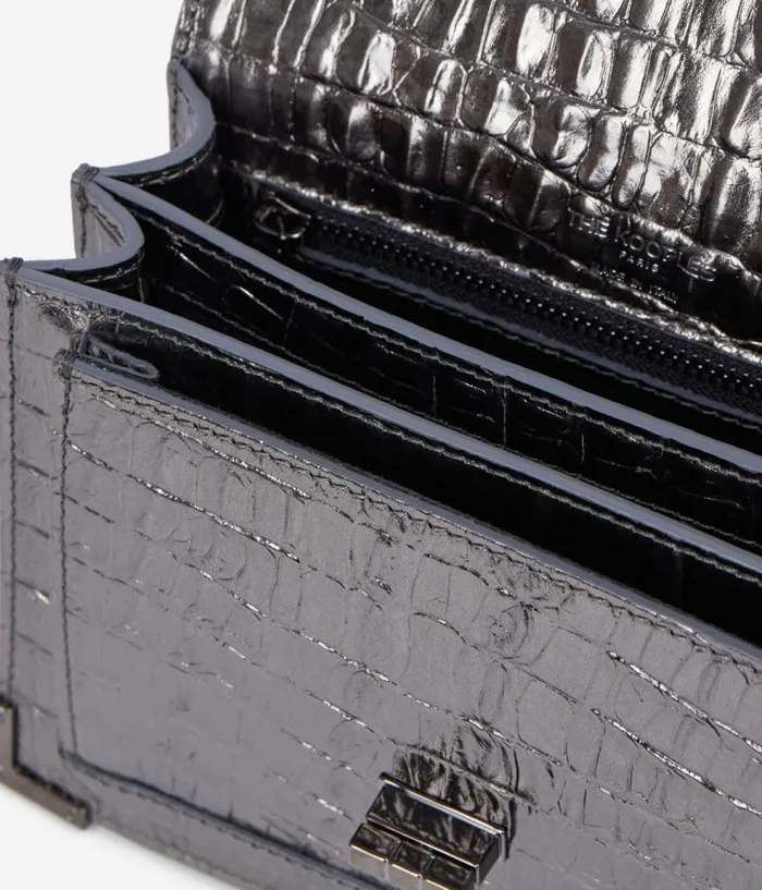 Women Bags THE KOOPLES Emily Small Bag In Gunmetal Crocodileeffect Leather Women Bags THE KOOPLES Emily Small Bag In Gunmetal Crocodileeffect Leather