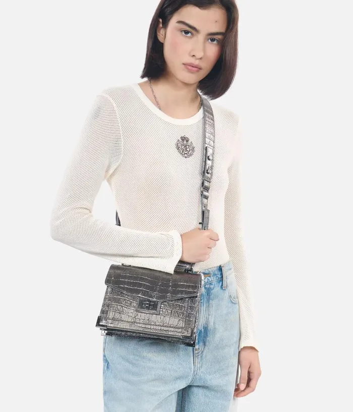 Women Bags THE KOOPLES Emily Small Bag In Gunmetal Crocodileeffect Leather Women Bags THE KOOPLES Emily Small Bag In Gunmetal Crocodileeffect Leather
