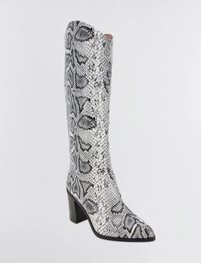 Women BCBGeneration BCBG BlackWhite Faux Snake Janda Boot Blackwhite
