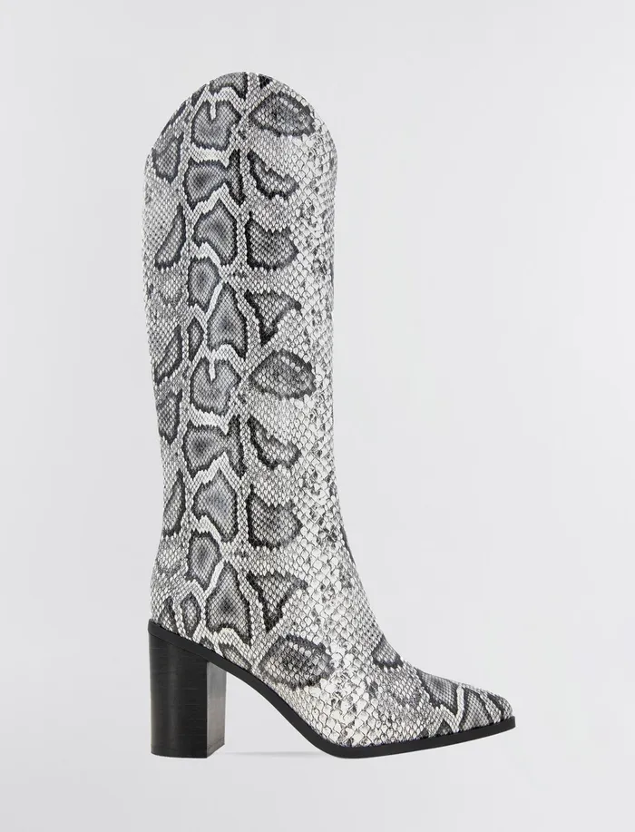 Women BCBGeneration BCBG BlackWhite Faux Snake Janda Boot Blackwhite