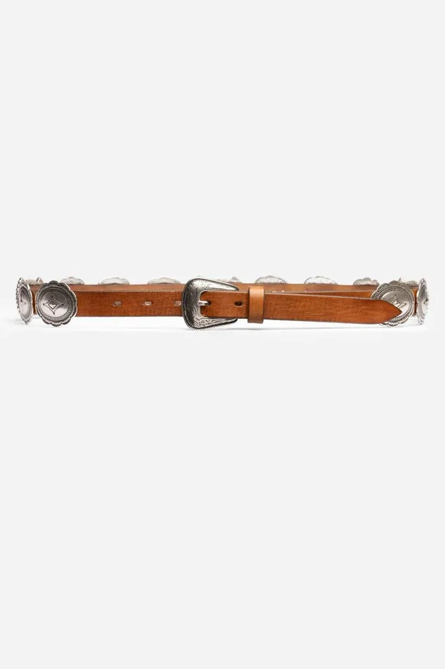 Women Belts Johnny Was SALONE ITALIAN LEATHER CONCH BELT Cognac