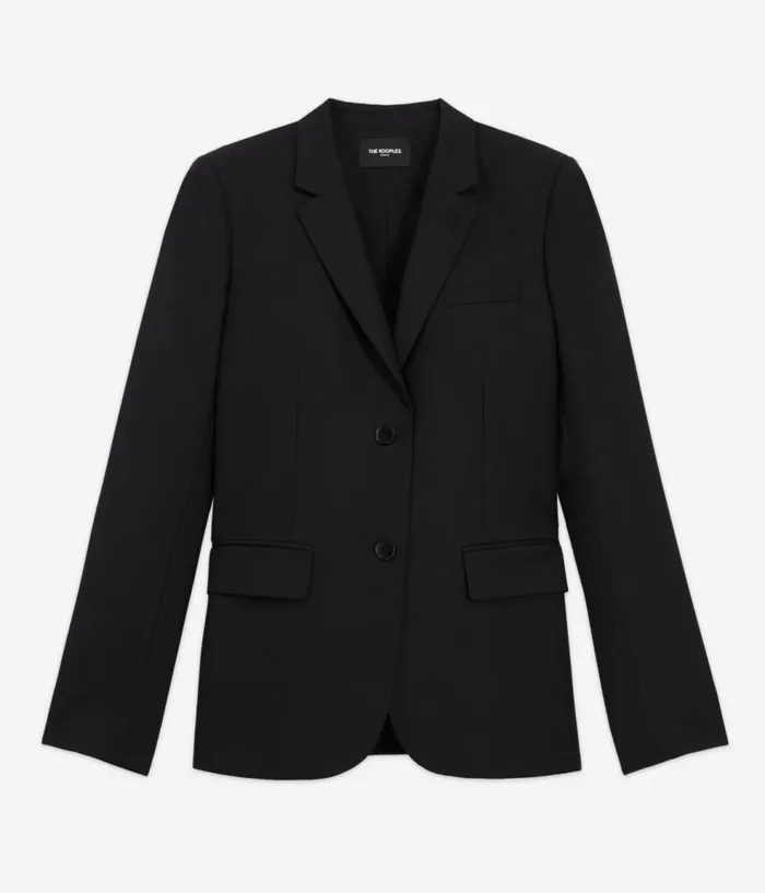 Women Blazers and Suits THE KOOPLES Black Wool Suit Jacket Cinched Cut Women Blazers and Suits THE KOOPLES Black Wool Suit Jacket Cinched Cut