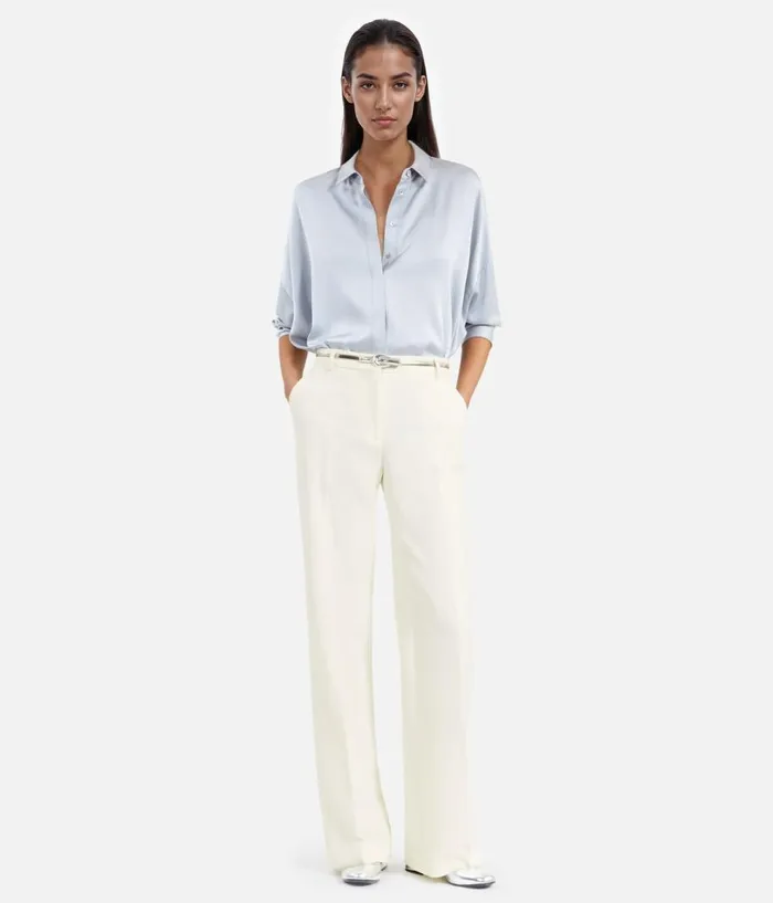 Women Blazers and Suits THE KOOPLES Ecru Crepe Suit Trousers Straight Cut