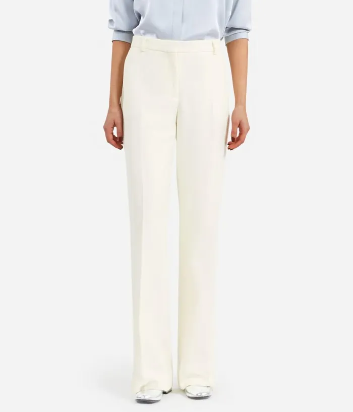 Women Blazers and Suits THE KOOPLES Ecru Crepe Suit Trousers Straight Cut Women Blazers and Suits THE KOOPLES Ecru Crepe Suit Trousers Straight Cut
