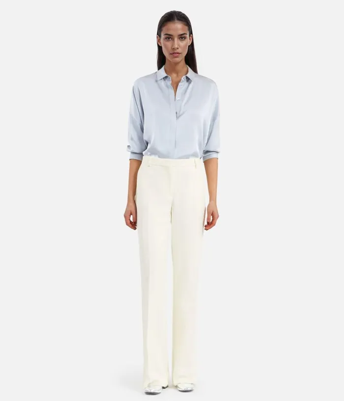 Women Blazers and Suits THE KOOPLES Ecru Crepe Suit Trousers Straight Cut Women Blazers and Suits THE KOOPLES Ecru Crepe Suit Trousers Straight Cut