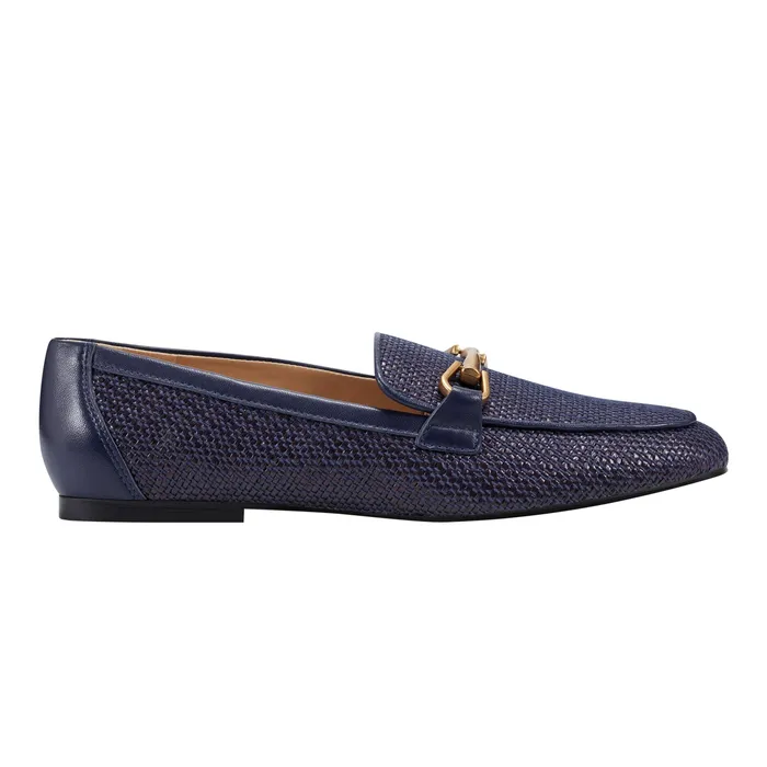 Women Bleek Loafer Navy Raffia Loafers and Flats Marc Fisher