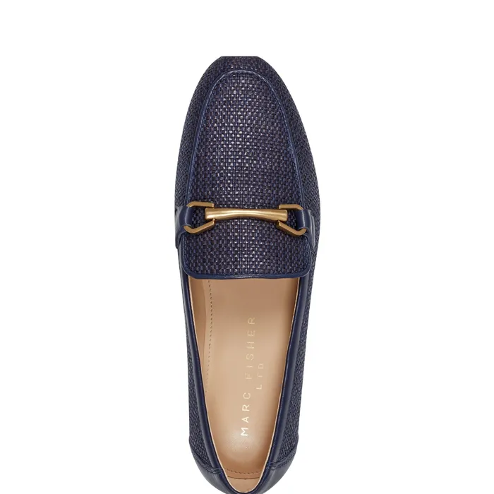 Women Bleek Loafer Navy Raffia Loafers and Flats Marc Fisher