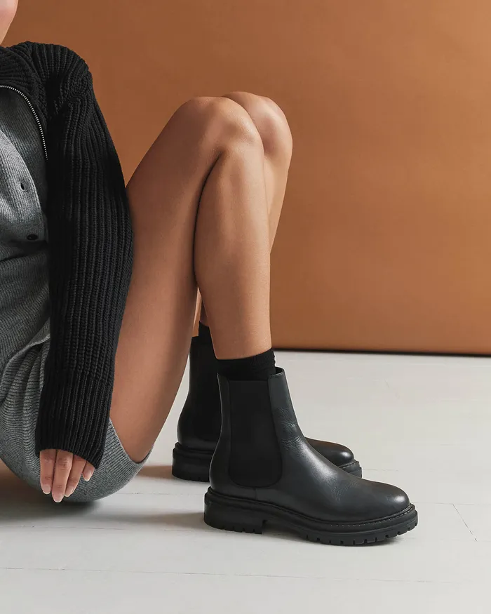 Women Bloom flat ankle boots black leather ANKLE BOOTS jomercer