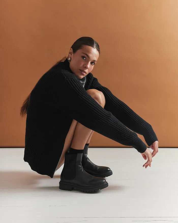 Women Bloom flat ankle boots black leather ANKLE BOOTS jomercer