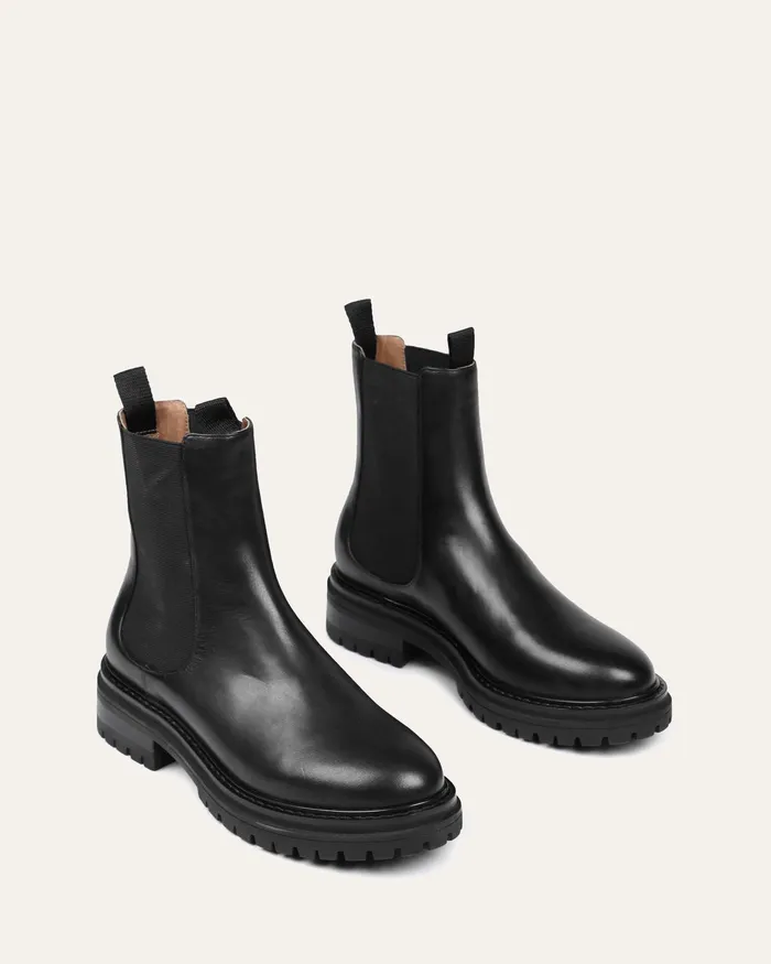 Women Bloom flat ankle boots black leather ANKLE BOOTS jomercer