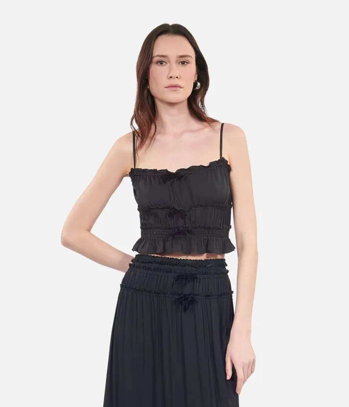 Women Blouses and Shirts THE KOOPLES Black Top With Bows Women Blouses and Shirts THE KOOPLES Black Top With Bows