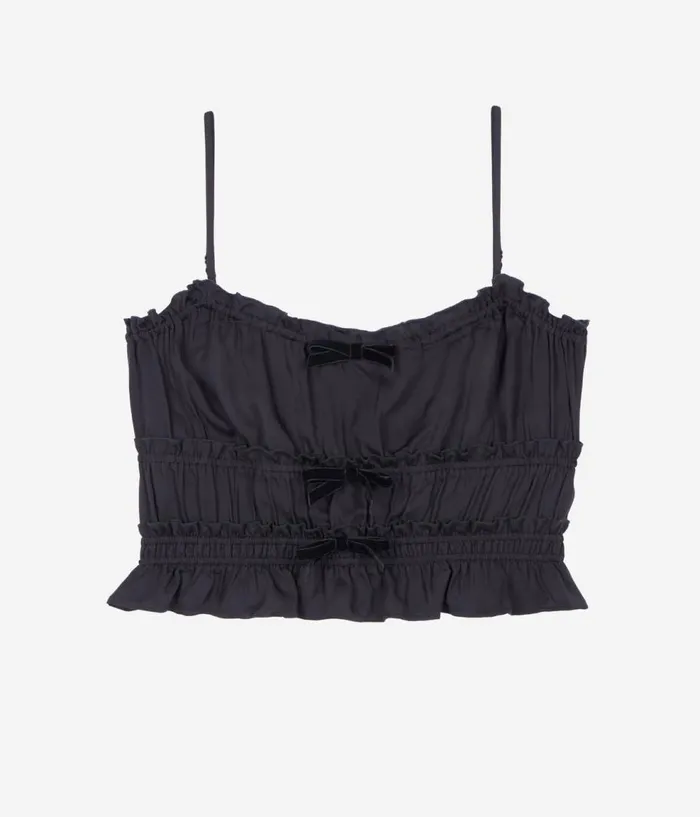 Women Blouses and Shirts THE KOOPLES Black Top With Bows Women Blouses and Shirts THE KOOPLES Black Top With Bows