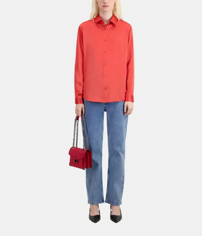 Women Blouses and Shirts THE KOOPLES Red Satin Silk Shirt