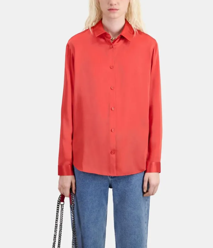 Women Blouses and Shirts THE KOOPLES Red Satin Silk Shirt Women Blouses and Shirts THE KOOPLES Red Satin Silk Shirt