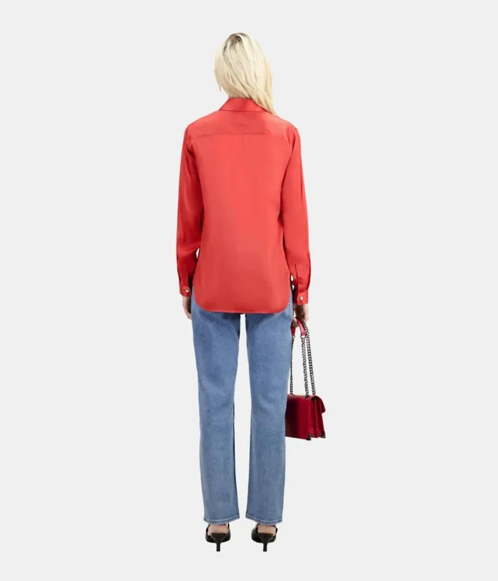 Women Blouses and Shirts THE KOOPLES Red Satin Silk Shirt Women Blouses and Shirts THE KOOPLES Red Satin Silk Shirt