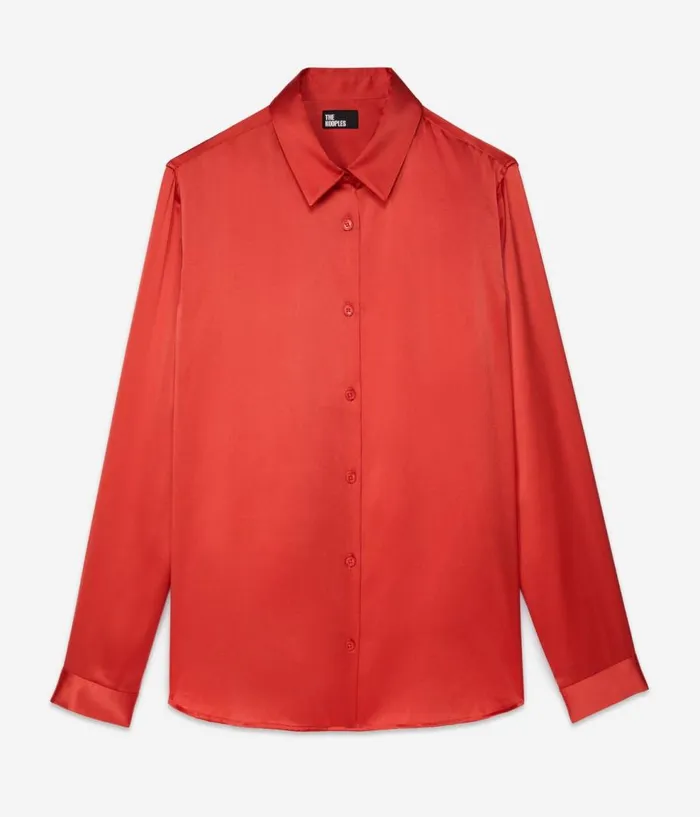 Women Blouses and Shirts THE KOOPLES Red Satin Silk Shirt Women Blouses and Shirts THE KOOPLES Red Satin Silk Shirt