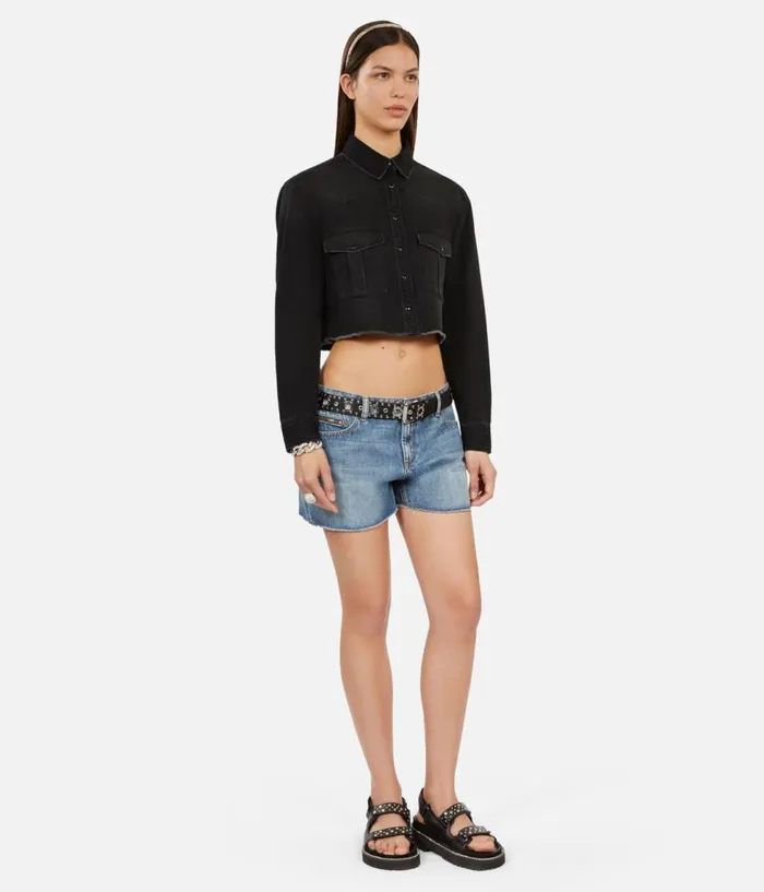 Women Blouses and Shirts THE KOOPLES Short Grey Denim Shirt Women Blouses and Shirts THE KOOPLES Short Grey Denim Shirt