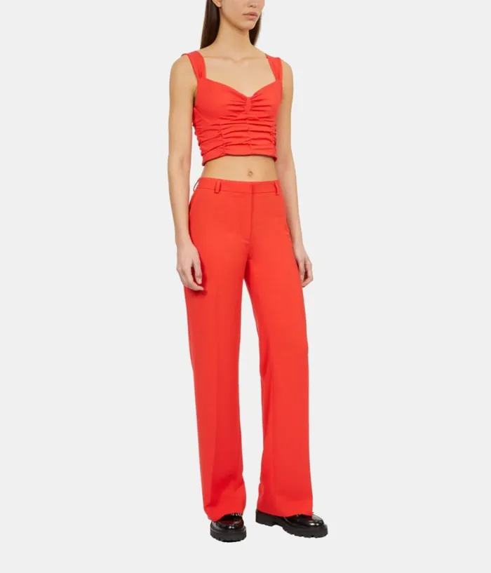 Women Blouses and Shirts THE KOOPLES Short Red Top With Draping Women Blouses and Shirts THE KOOPLES Short Red Top With Draping