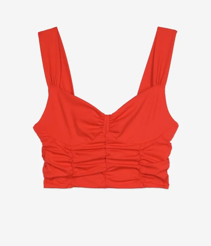 Women Blouses and Shirts THE KOOPLES Short Red Top With Draping Women Blouses and Shirts THE KOOPLES Short Red Top With Draping