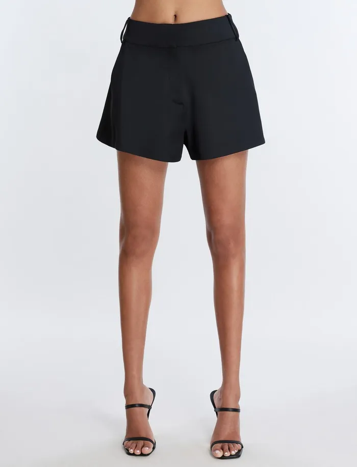 Women Bottoms BCBG Flared Tailored Short Black