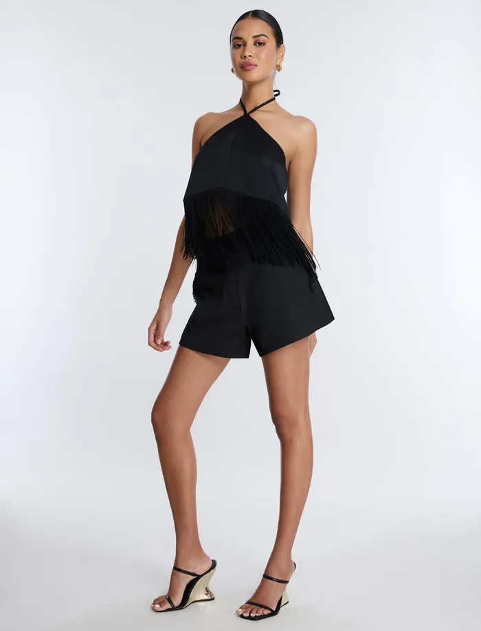 Women Bottoms BCBG Flared Tailored Short Black