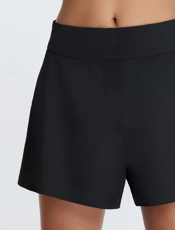 Women Bottoms BCBG Flared Tailored Short Black