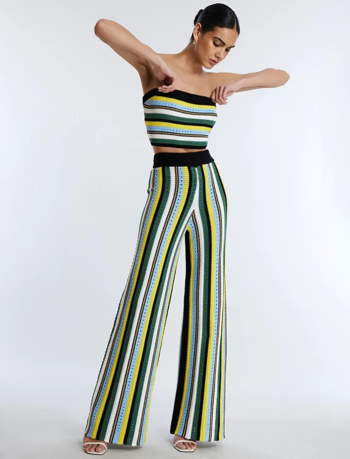 Women Bottoms BCBG WideLeg Knit Pant Multi Stripe