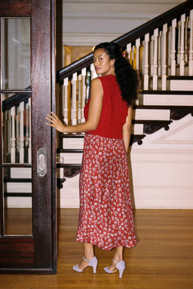 Women Bottoms Christy Dawn The Helen Bias Skirt Vermillion Tulips Women Bottoms Christy Dawn The Helen Bias Skirt Vermillion Tulips