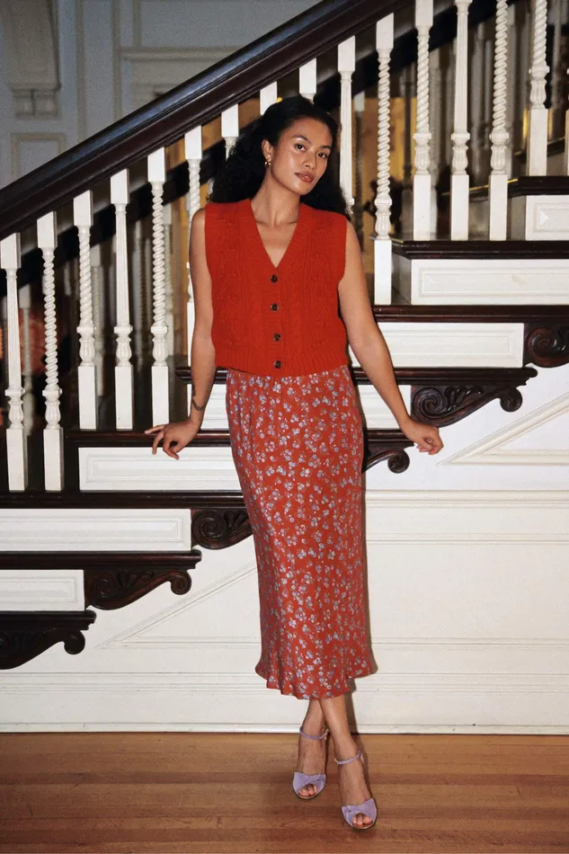 Women Bottoms Christy Dawn The Helen Bias Skirt Vermillion Tulips Women Bottoms Christy Dawn The Helen Bias Skirt Vermillion Tulips